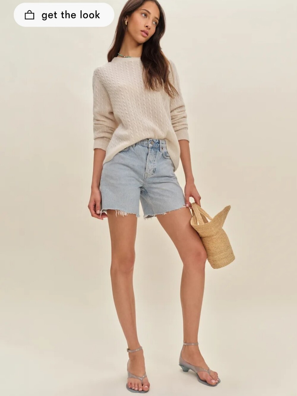 NWT Reformation Cashmere Boyfriend Sweater - Cream Cable - Small - Picture 3 of 12